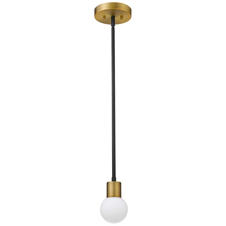 Image 7 Neutra 6" Wide Matte Black and Foundry Brass Mini Pendant more views