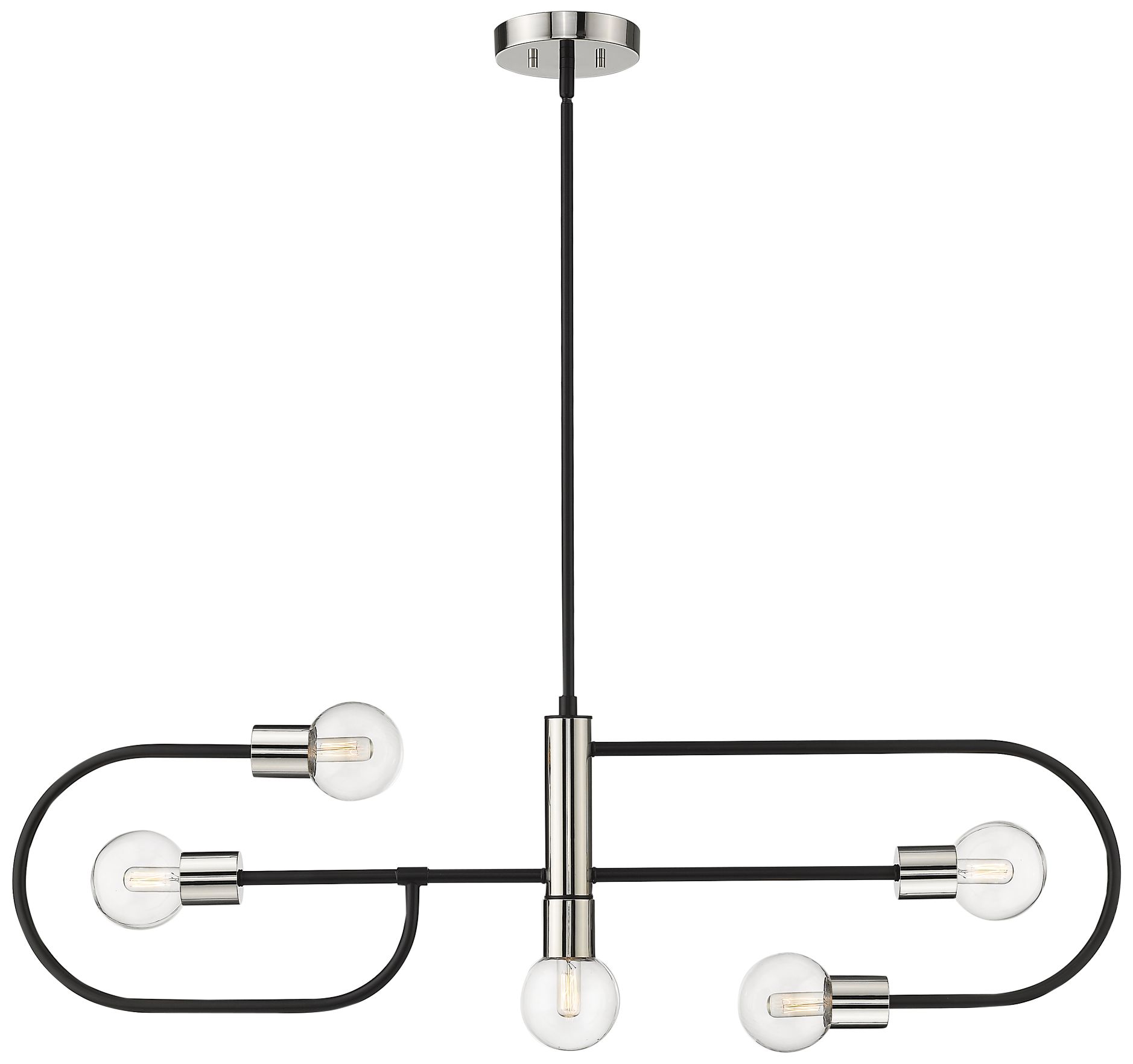 Neutra 6"W Matte Black Polished Nickel 5-Light Kitchen Island Pendant