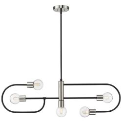 Neutra 6"W Matte Black Polished Nickel 5-Light Kitchen Island Pendant