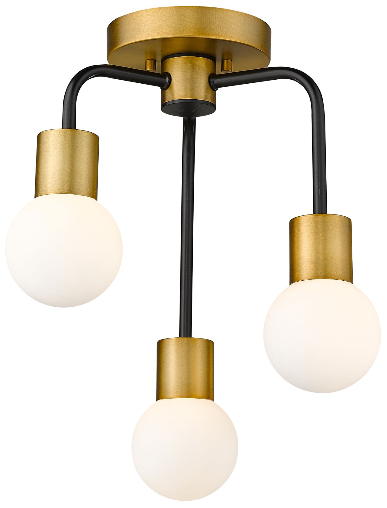 Neutra by Z-Lite Matte Black/Foundry Brass 14 inch 3 Light Semi Flush Mount