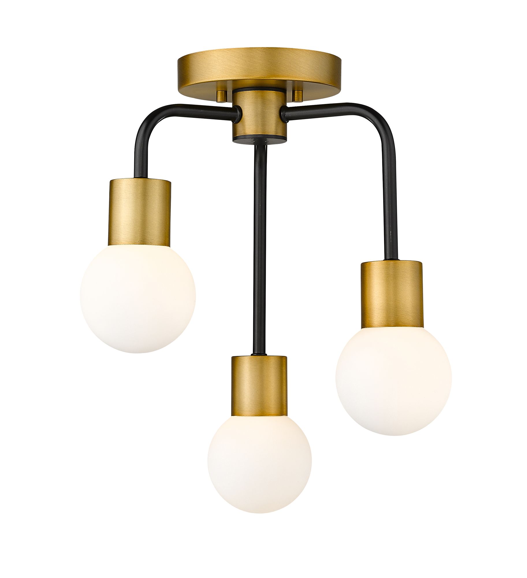 Image 5 Neutra by Z-Lite Matte Black/Foundry Brass 14 inch 3 Light Semi Flush Mount more views