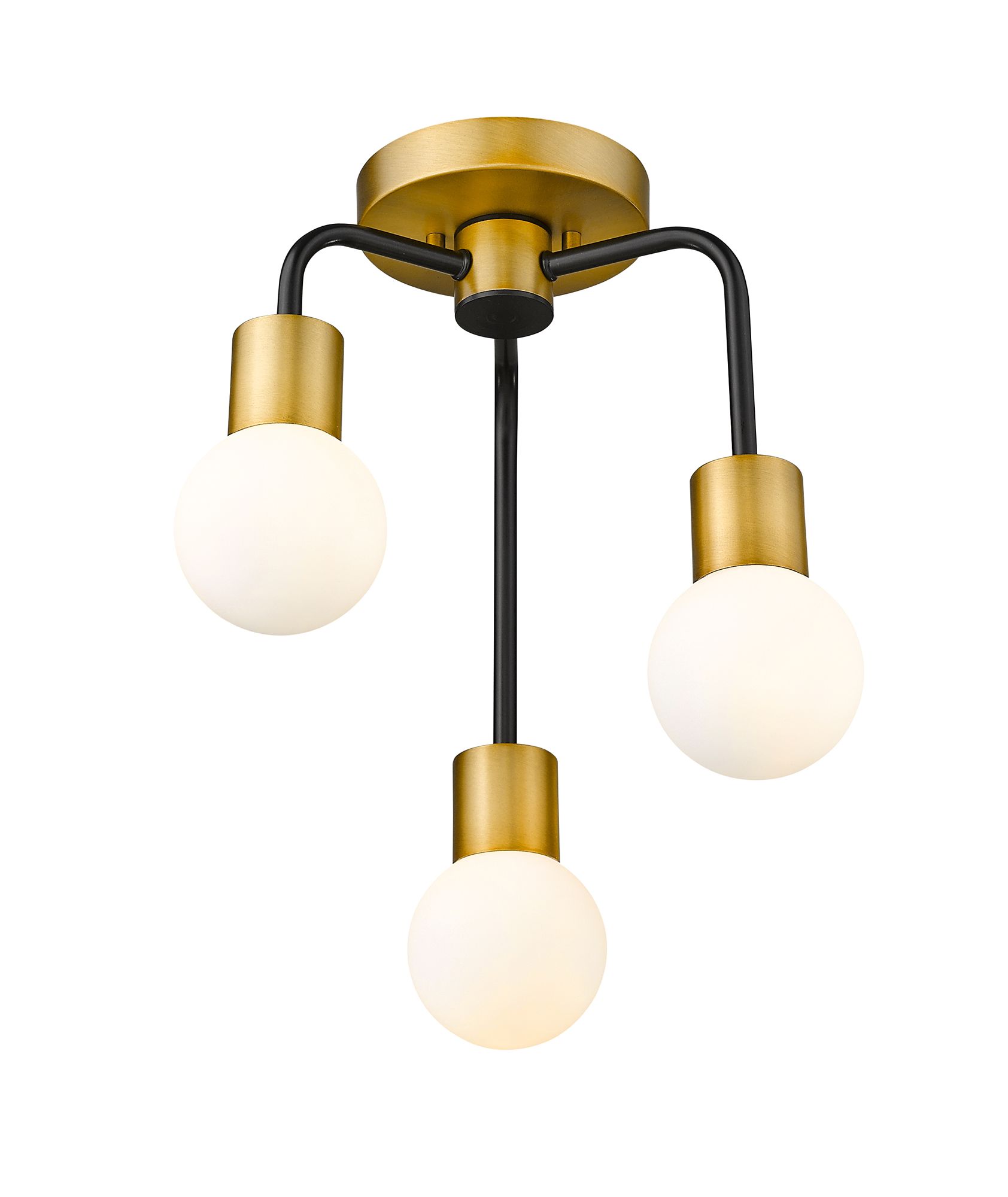 Image 6 Neutra by Z-Lite Matte Black/Foundry Brass 14 inch 3 Light Semi Flush Mount more views