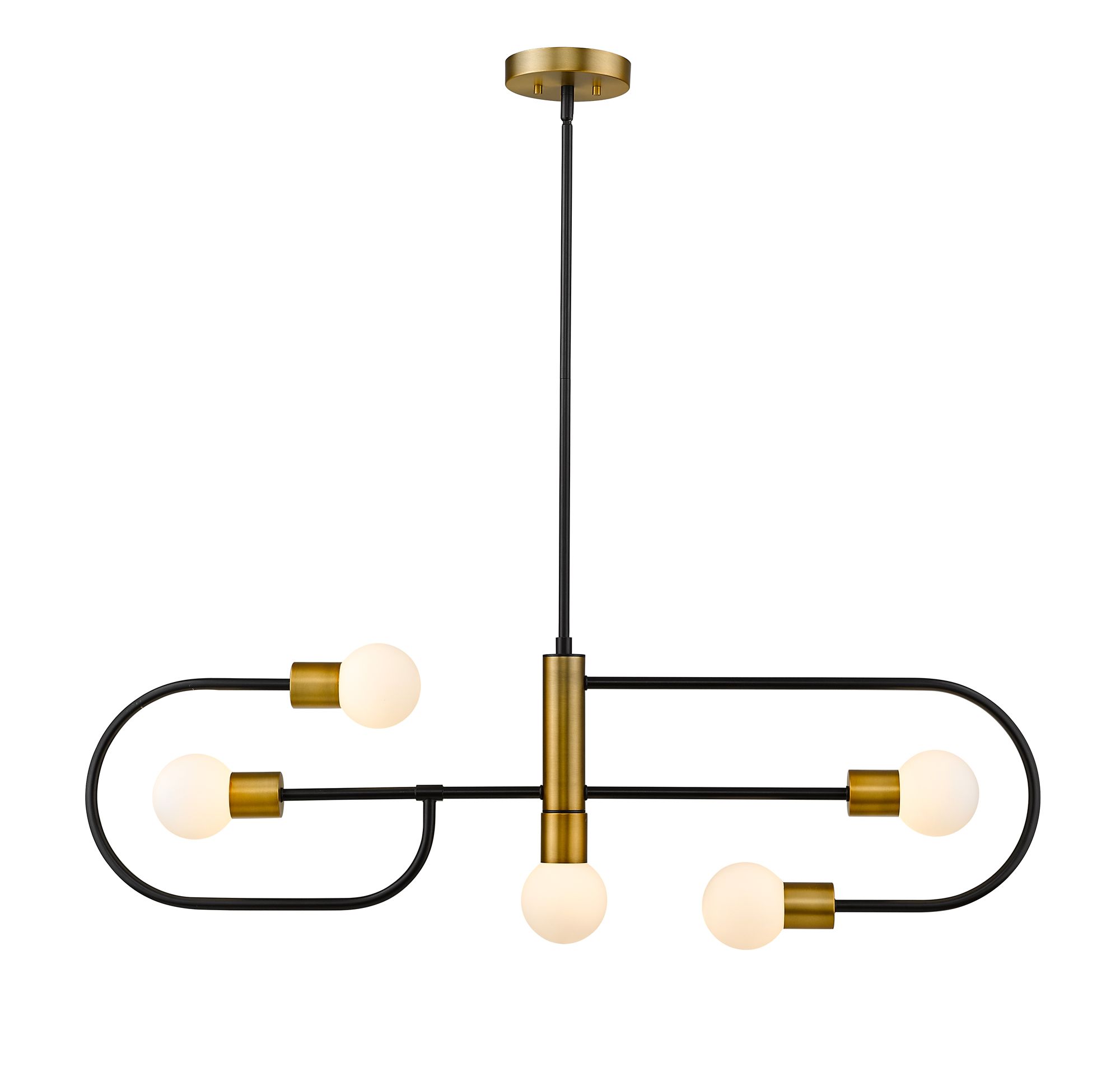 Image 4 Neutra by Z-Lite Matte Black + Foundry Brass 44 inch 5 Light Chandelier more views