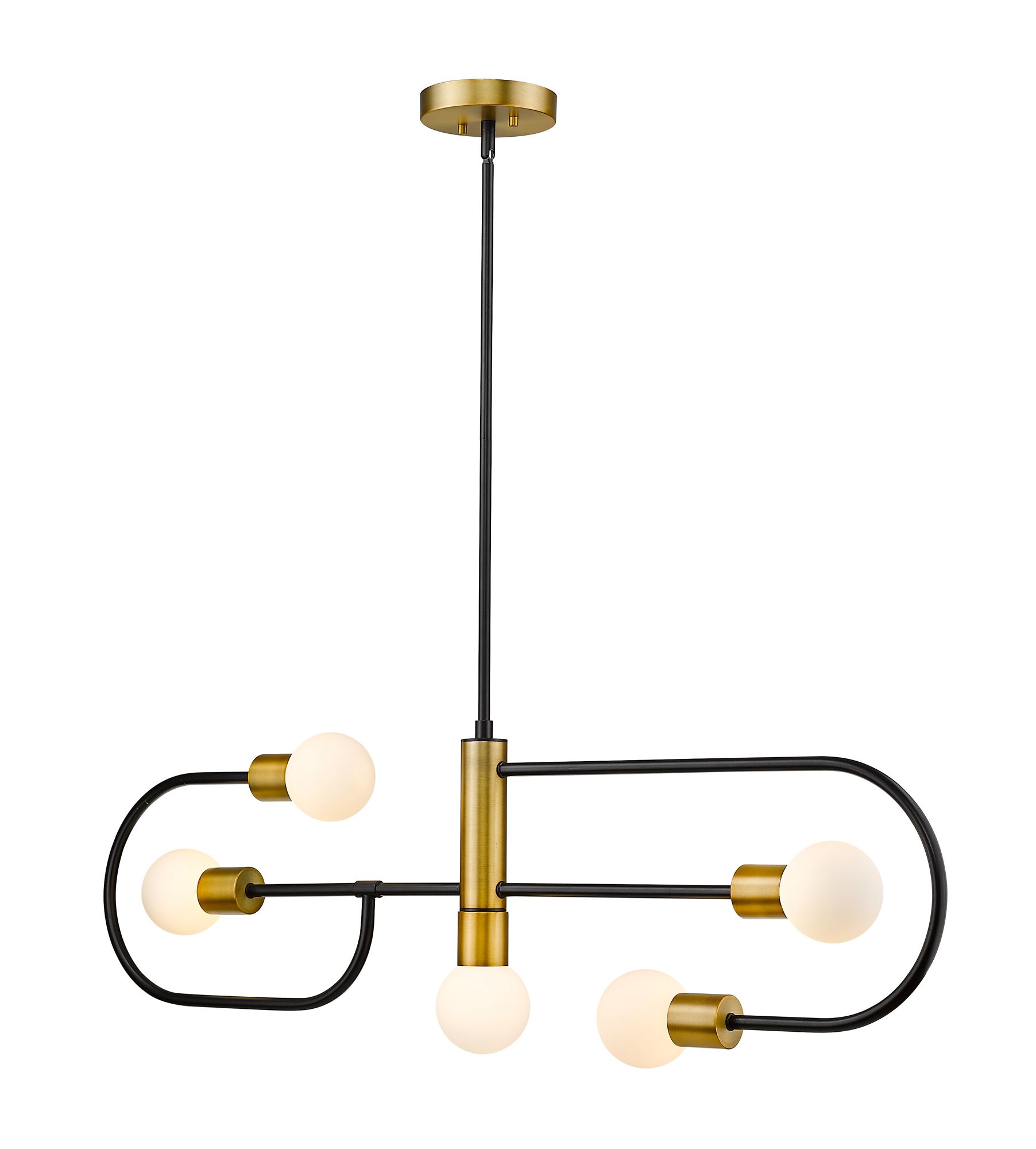 Image 5 Neutra by Z-Lite Matte Black + Foundry Brass 44 inch 5 Light Chandelier more views