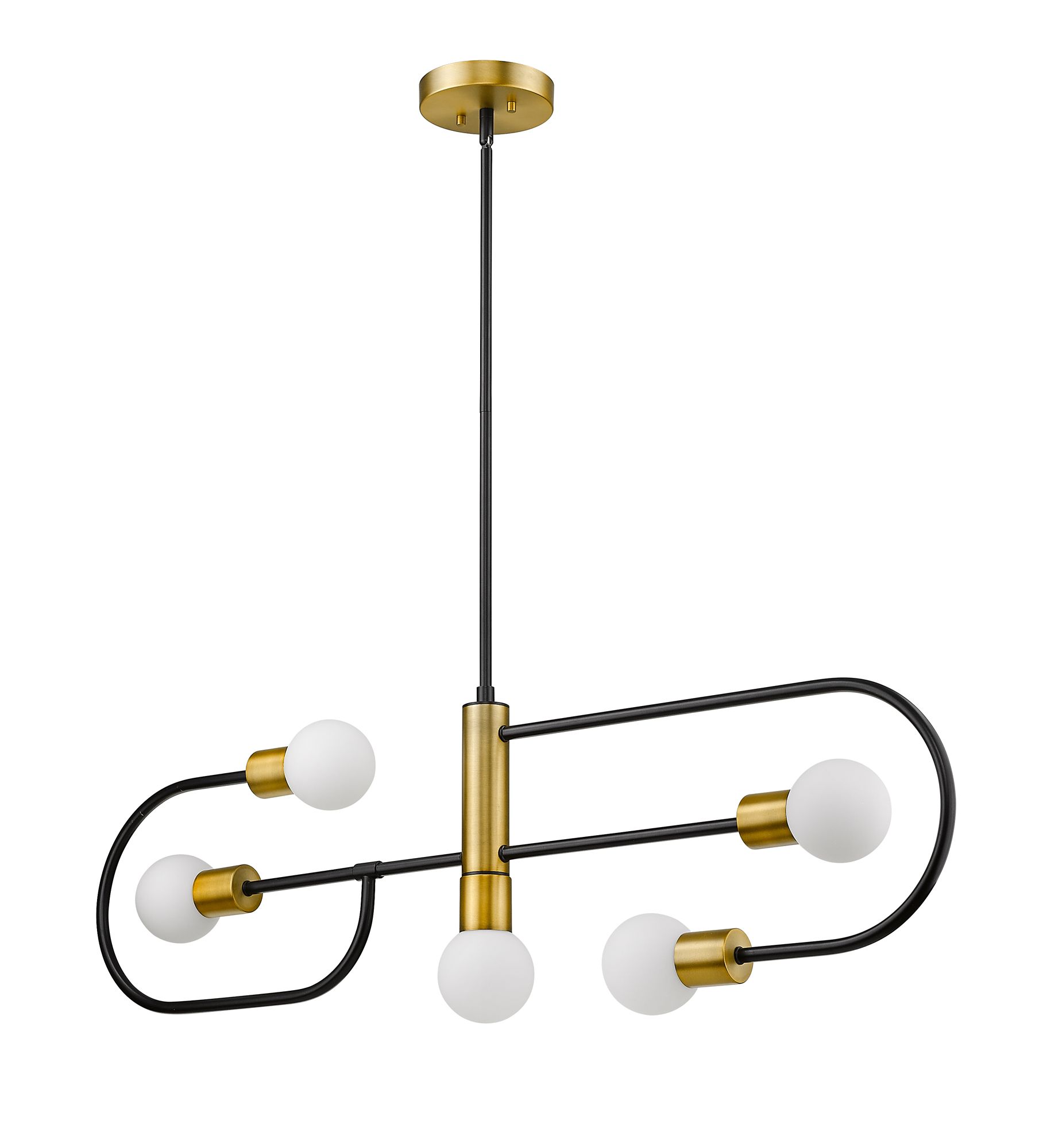 Image 7 Neutra by Z-Lite Matte Black + Foundry Brass 44 inch 5 Light Chandelier more views