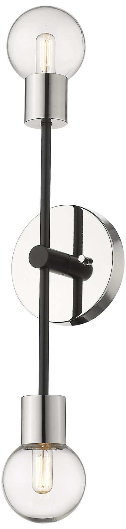 Image 2 Neutra by Z-Lite Matte Black + Polished Nickel 6 inch 2 Light Wall Sconce