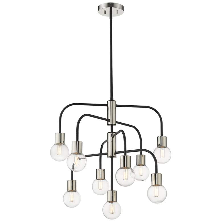 Image 1 Neutra by Z-Lite Matte Black + Polished Nickel 9 Light Chandelier