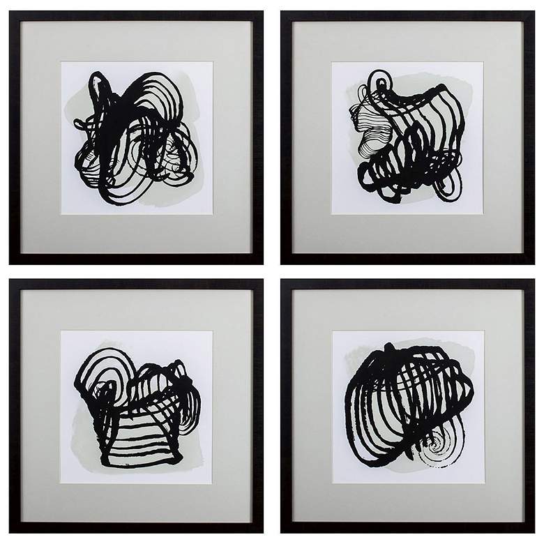 Image 1 Neutral Abstracts 26"W x 26"H Framed Art Set of 4