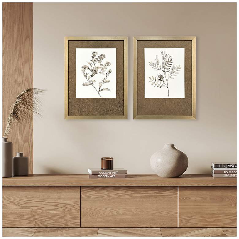 Image 4 Neutral Botanical I 25"W x 33"H Framed Art Set of 2 more views