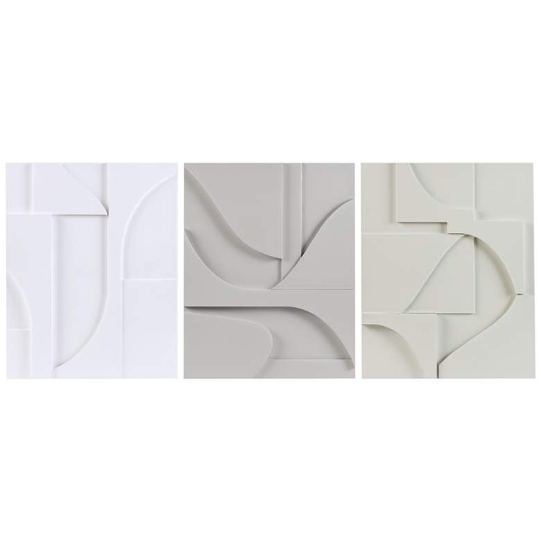 Image 2 Neutral Elements Geometric MDF Wood Carved Wall Decor 3 Piece Set