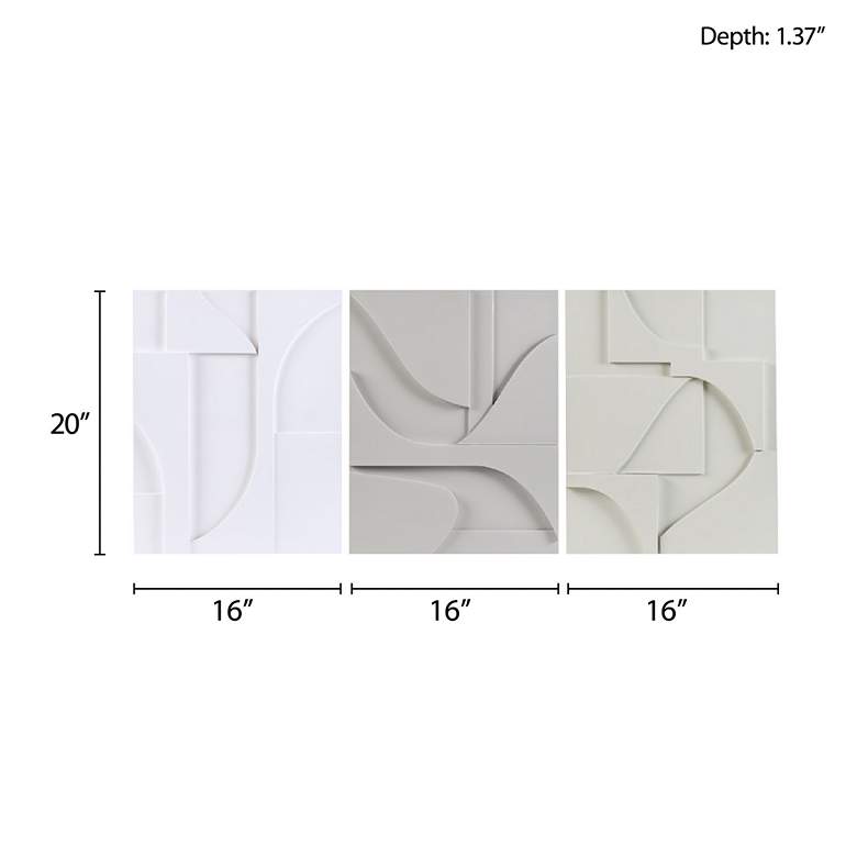 Image 7 Neutral Elements Geometric MDF Wood Carved Wall Decor 3 Piece Set more views