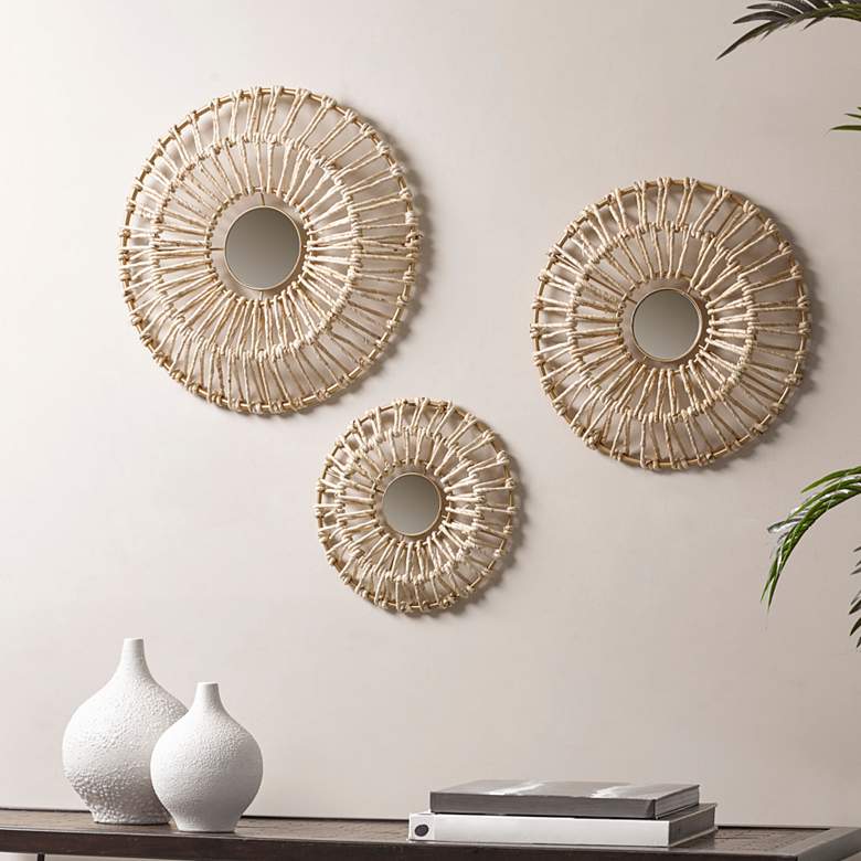 Image 1 Neutral Ella Corn Leaves 3-Piece Metal Wall Art Set