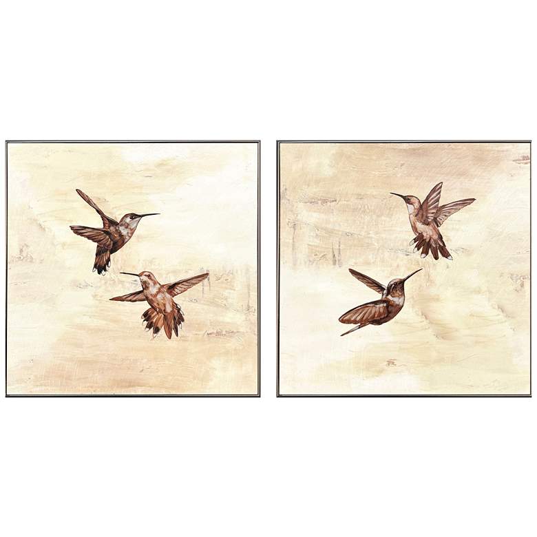 Image 1 Neutral Flight 14"W x 14"H Non-Glass Framed Art Set of 2