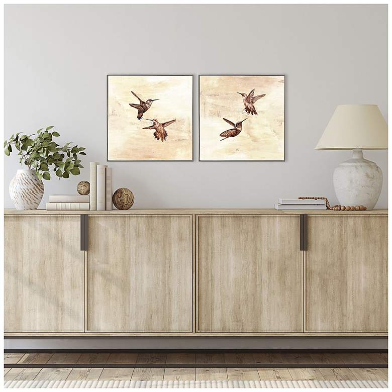 Image 4 Neutral Flight 14"W x 14"H Non-Glass Framed Art Set of 2 more views