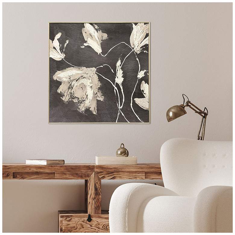 Image 4 Neutral Flora I 25"W x 25"H Transitional Non-Glass Framed Art more views