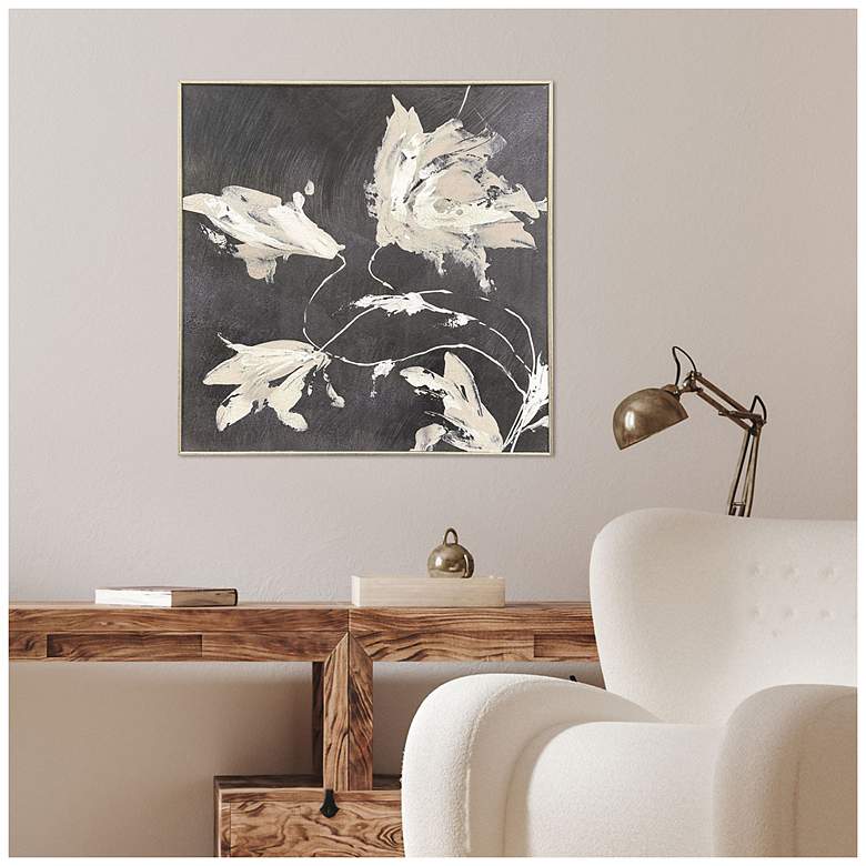 Image 4 Neutral Flora II 25"W x 25"H Transitional Non-Glass Framed Art more views