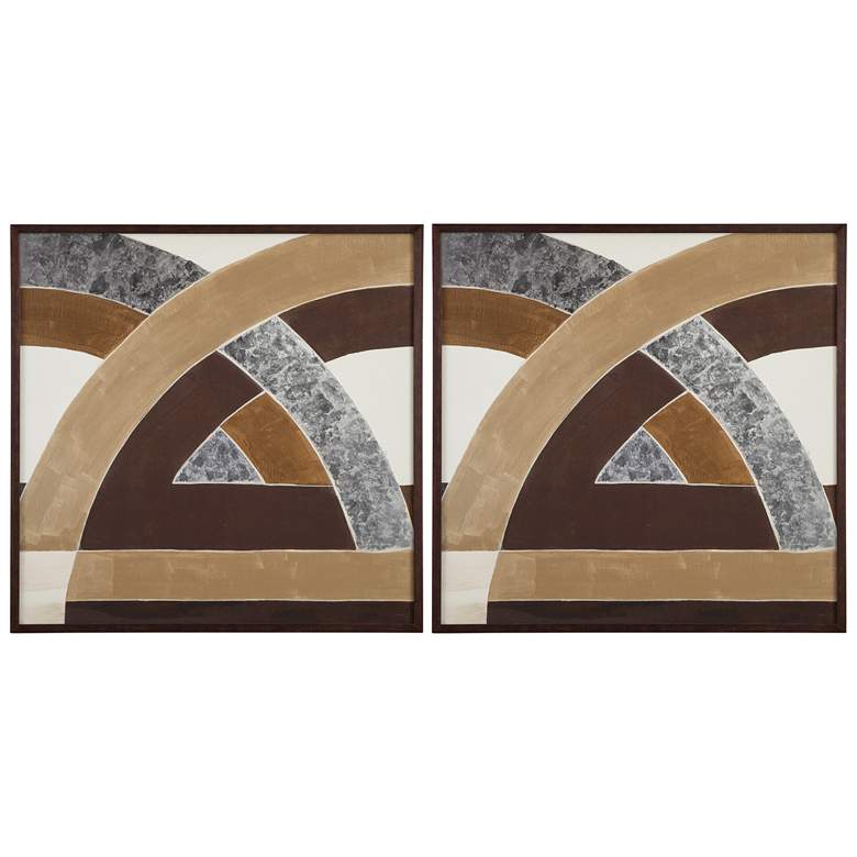 Image 1 Neutral Geometry 42" x 42" Framed Print Set of 2