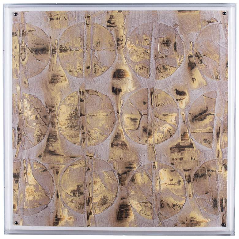 Image 1 Neutral Gold 30" Square Shadow Box Giclee Canvas Wall Art
