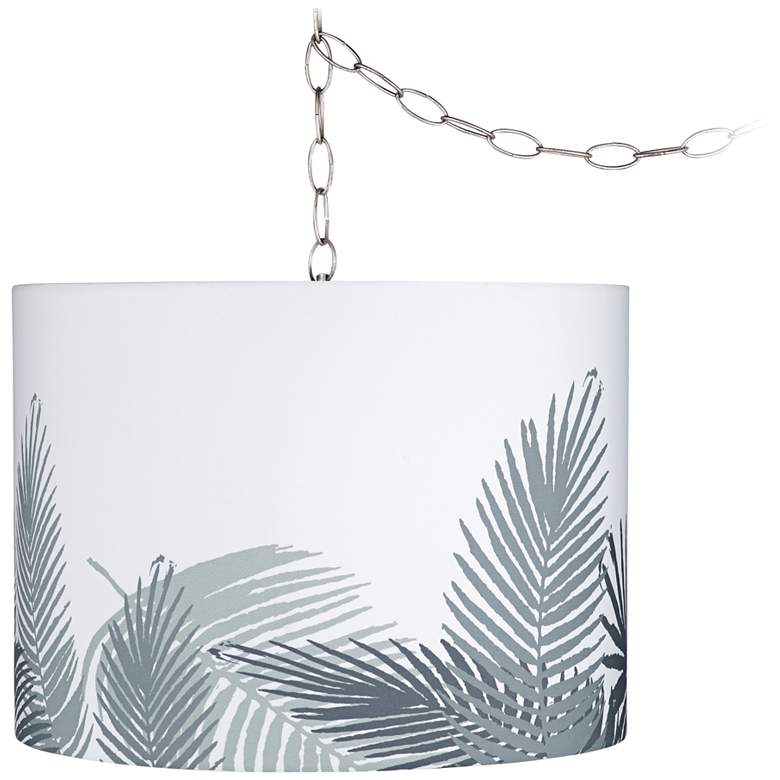 Image 1 Neutral Palm 15" Wide Brushed Nickel Plug-In Swag Chandelier