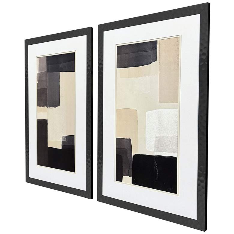 Image 2 Neutral Shapes 20"W x 32"H Contemporary Framed Art Set of 2 more views