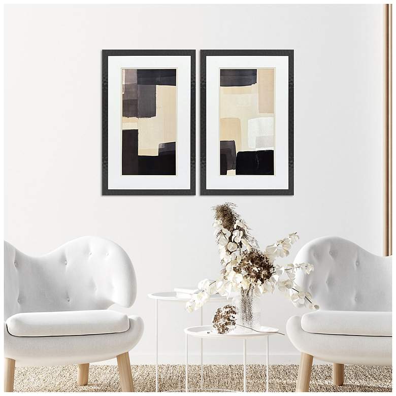 Image 4 Neutral Shapes 20"W x 32"H Contemporary Framed Art Set of 2 more views