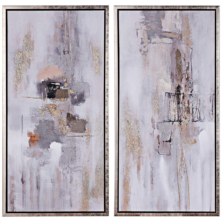 Image 1 Neutral Smudge 40" High 2-Piece Framed Canvas Wall Art Set