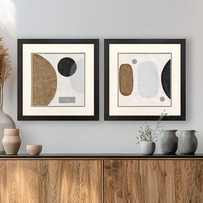 Image 1 Neutral Stones 18"W x 18"H Framed Art - Set of 2