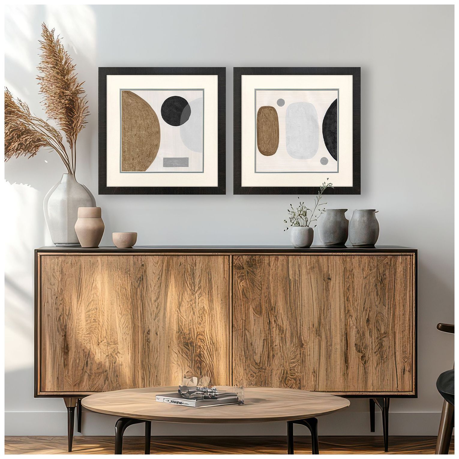 Image 5 Neutral Stones 18"W x 18"H Framed Art - Set of 2 more views