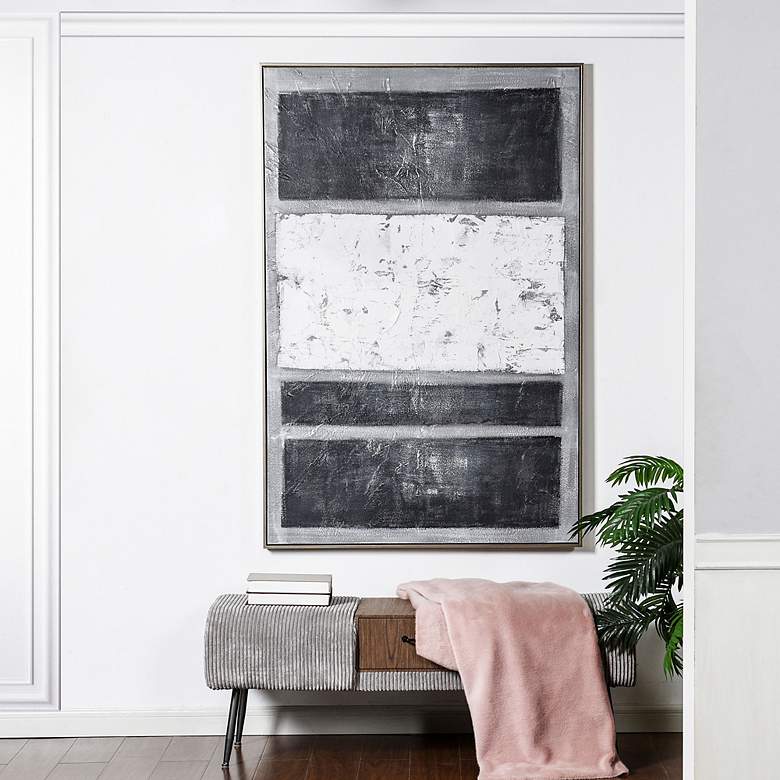 Image 6 Neutral Whisper 39.4"W x 59"H Mixed Media Abstract Framed Canvas  more views