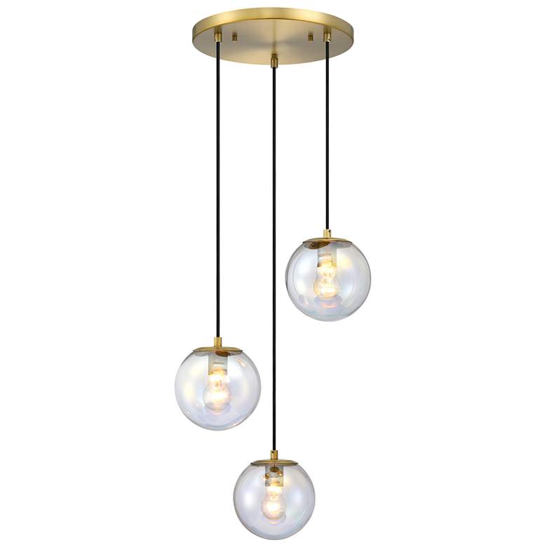 Image 1 Neva 3-Light 7 in. Brushed Gold Transitional Globe Chandelier for Entryways