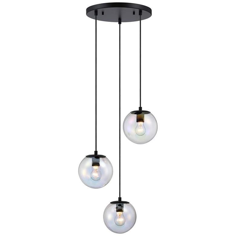 Image 1 Neva 3-Light 7 in. Matte Black Transitional Globe Chandelier for Entryways
