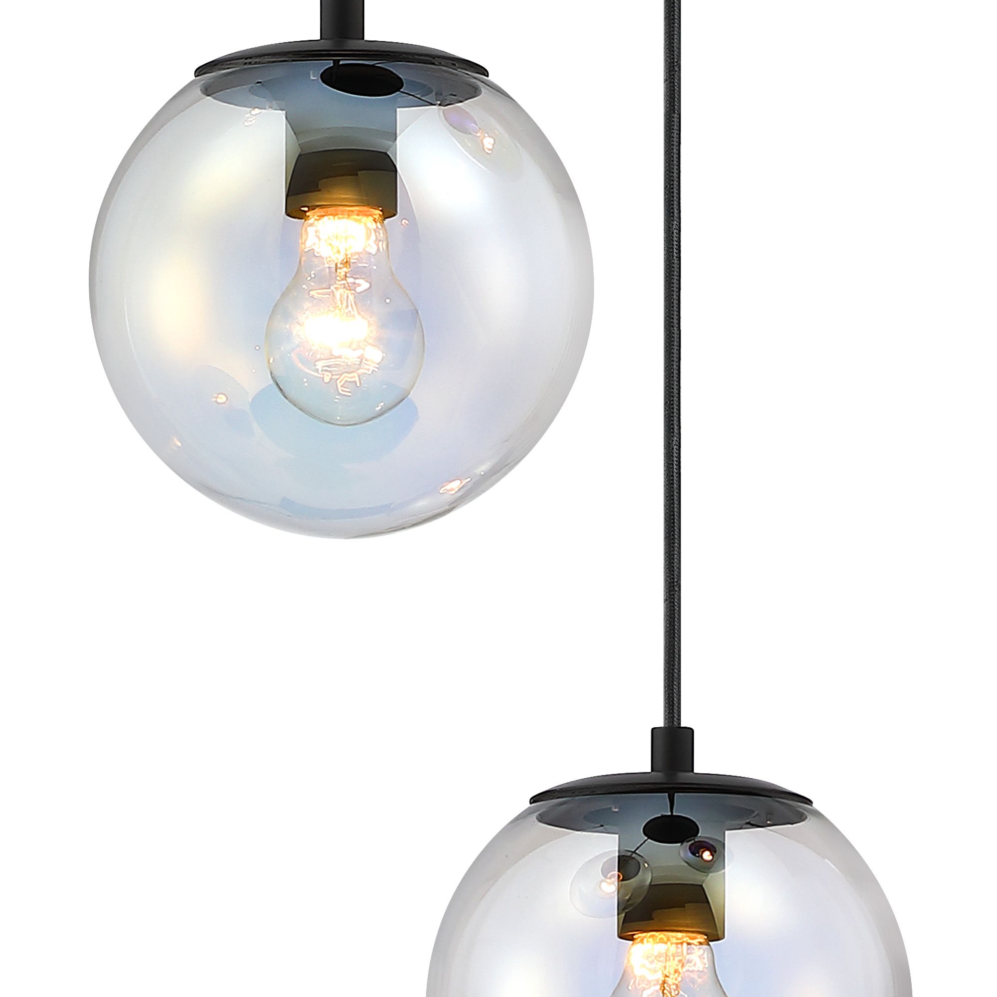Image 3 Neva 3-Light 7 in. Matte Black Transitional Globe Chandelier for Entryways more views