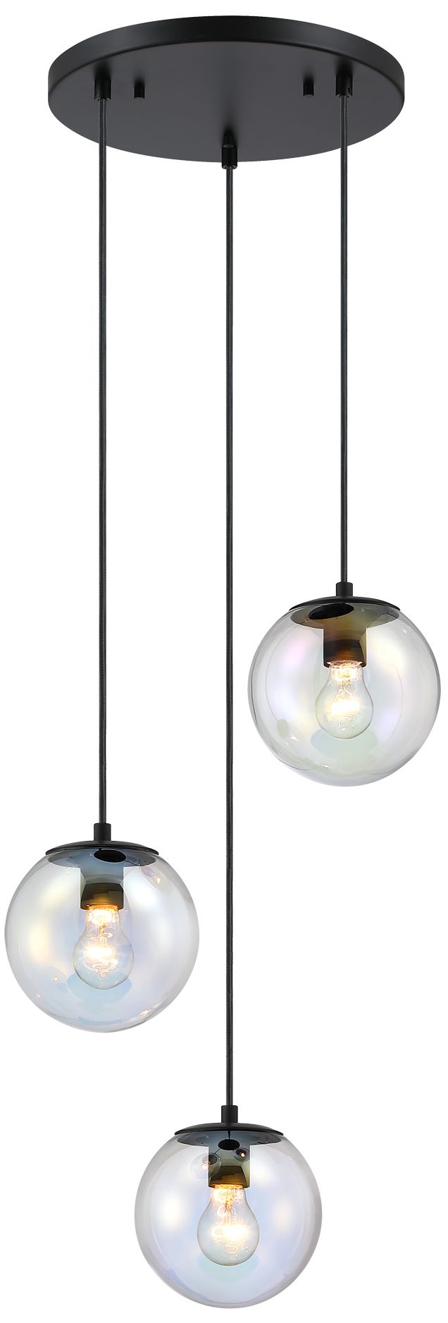 Image 4 Neva 3-Light 7 in. Matte Black Transitional Globe Chandelier for Entryways more views