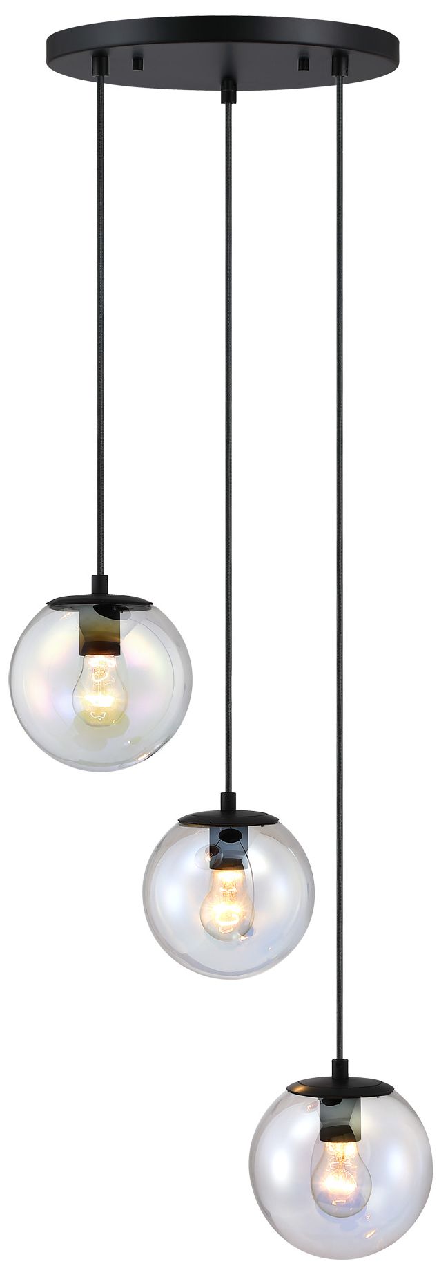 Image 6 Neva 3-Light 7 in. Matte Black Transitional Globe Chandelier for Entryways more views