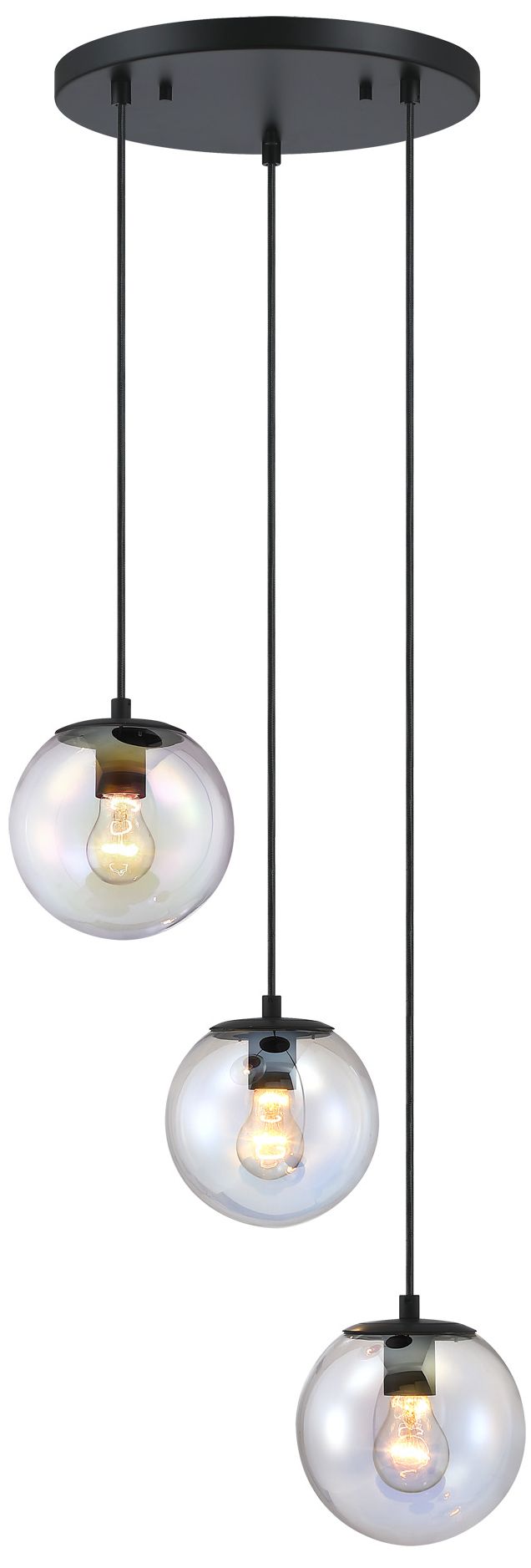 Image 7 Neva 3-Light 7 in. Matte Black Transitional Globe Chandelier for Entryways more views