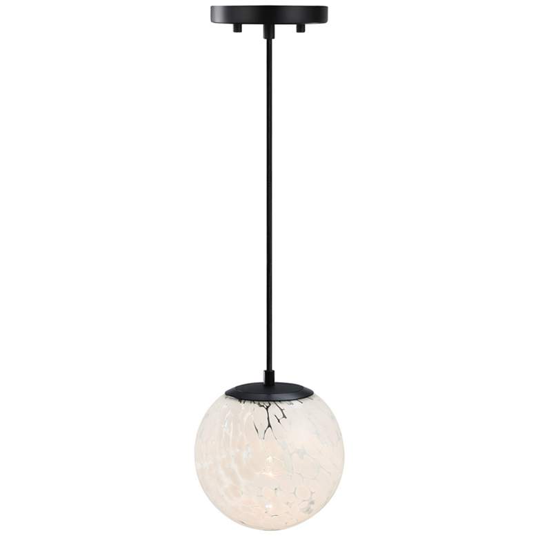 Image 1 Neva 60 Watt 1-Light Matte Black Globe Pendant Light with Glass Shade