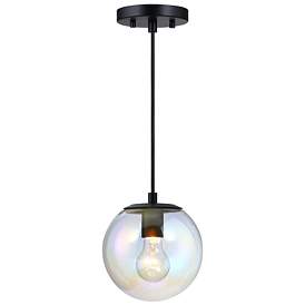 Image1 of Neva 60 Watt 1-Light Matte Black Globe Pendant Light with Glass Shade
