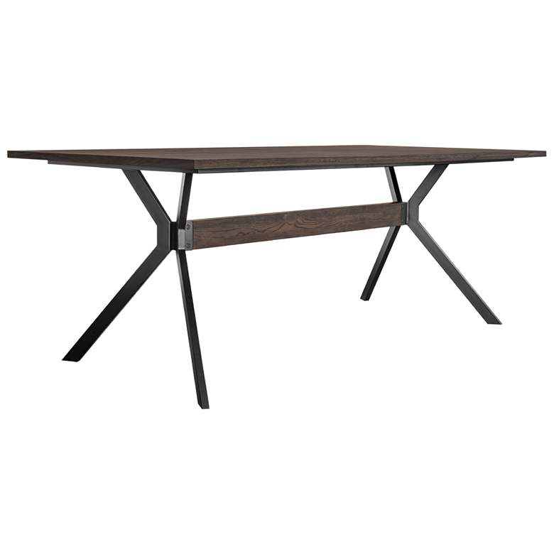 Image 1 Nevada 78.74 in. Dining Table with Rustic Oak Wood in Dark Brown