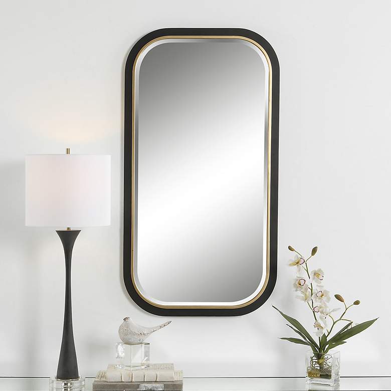 Image 1 Nevaeh Gold Black 23 1/4 inch x 43 1/4 inch Rectangular Wall Mirror