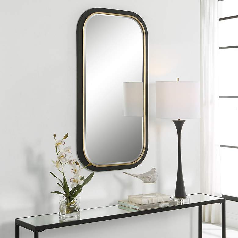 Image 3 Nevaeh Gold Black 23 1/4 inch x 43 1/4 inch Rectangular Wall Mirror more views