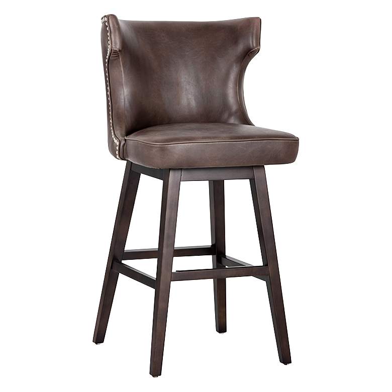 Image 1 Neville 24 1/2 inch Havana Dark Brown Faux Leather Counter Stool