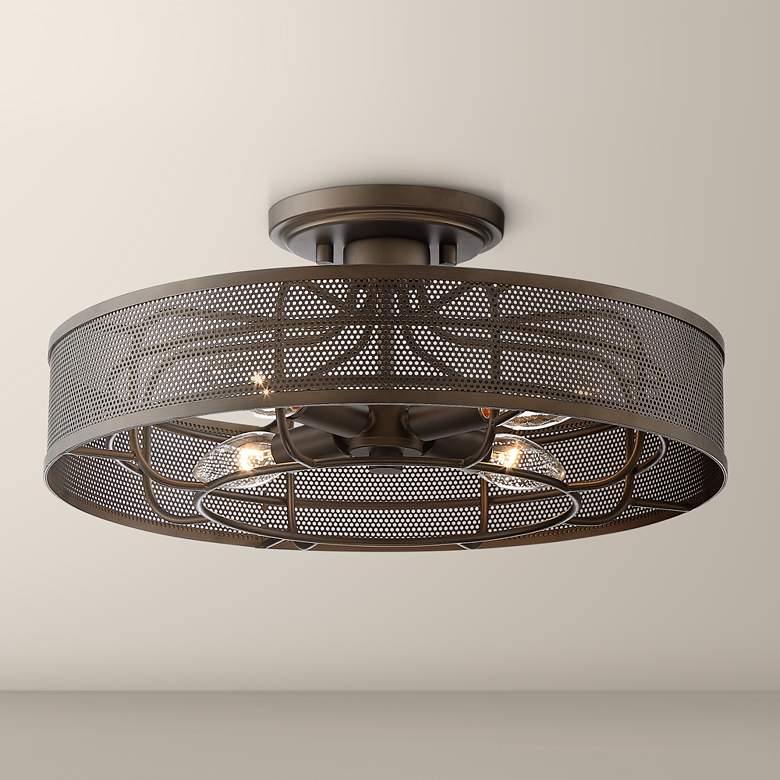 Image 1 Nevin 15 inch Wide Oil Rubbed Bronze Metal Outdoor Ceiling Light