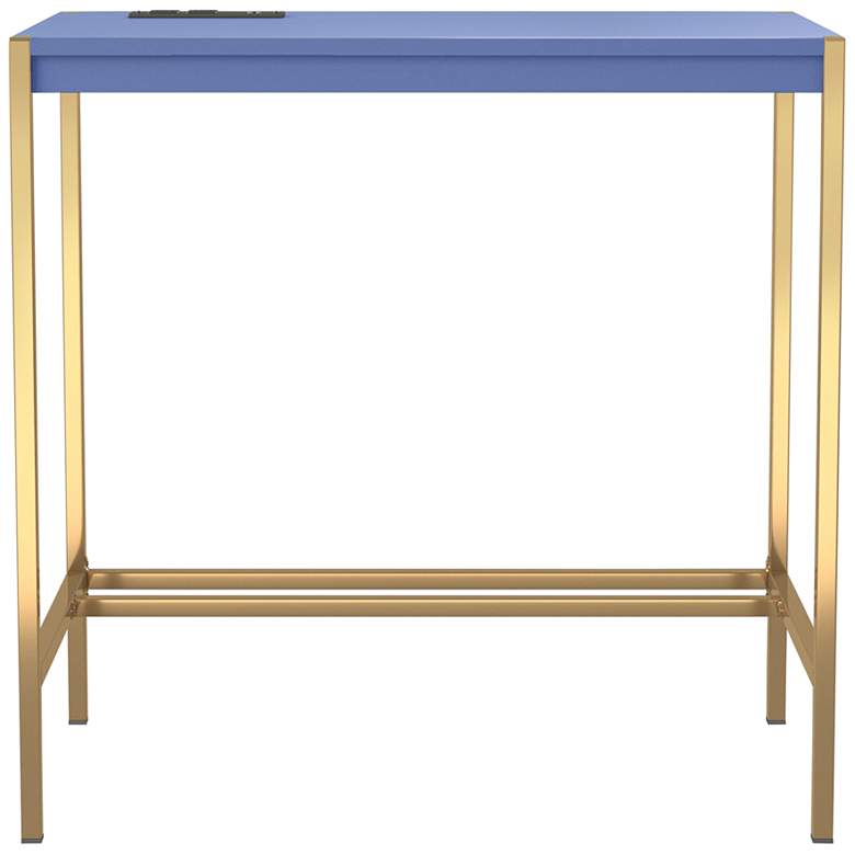 Image 2 Nevinna 30 inch Wide Gold and Blue Writing Desk with USB Port