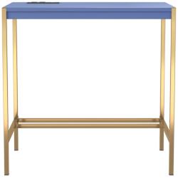Nevinna 30&quot; Wide Gold and Blue Writing Desk with USB Port
