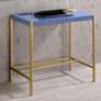 Nevinna 30" Wide Gold and Blue Writing Desk with USB Port