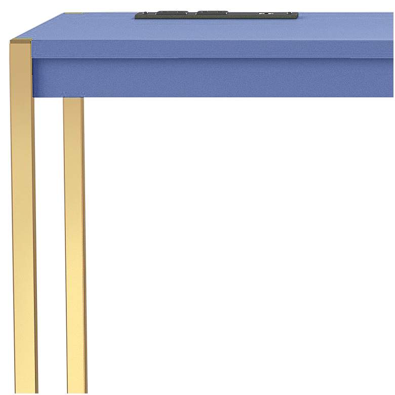 Image 3 Nevinna 30" Wide Gold and Blue Writing Desk with USB Port more views
