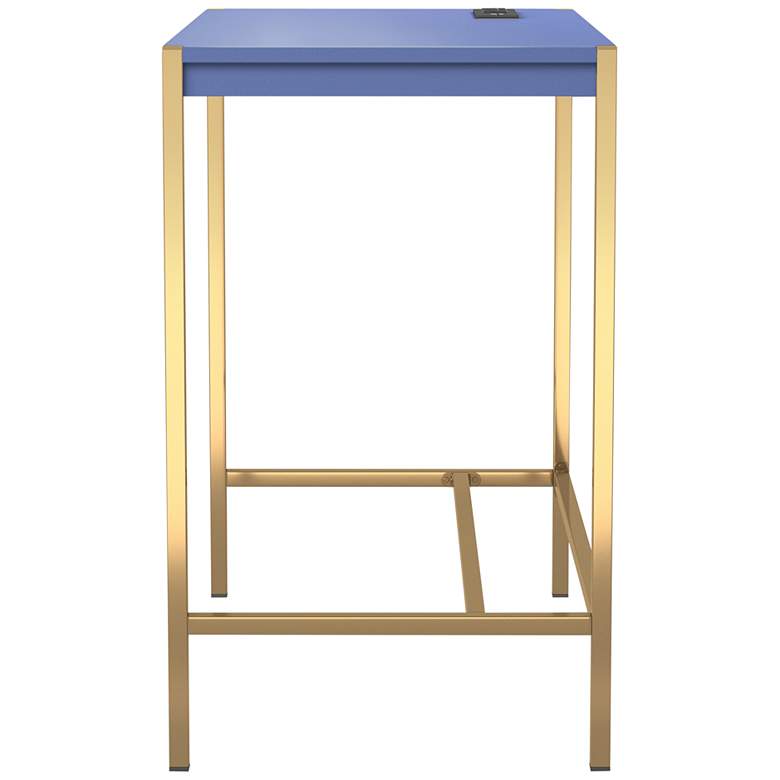 Nevinna 30&quot; Wide Gold and Blue Writing Desk with USB Port more views
