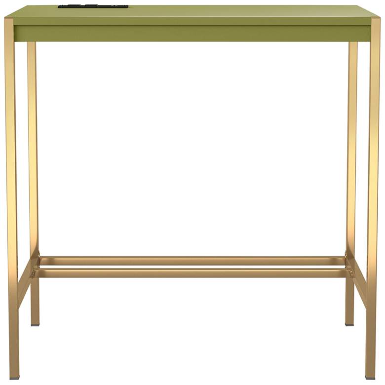Image 2 Nevinna 30 inch Wide Gold and Olive Writing Desk with USB Port
