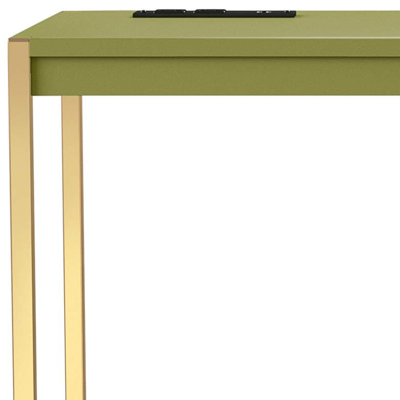 Image 3 Nevinna 30" Wide Gold and Olive Writing Desk with USB Port more views