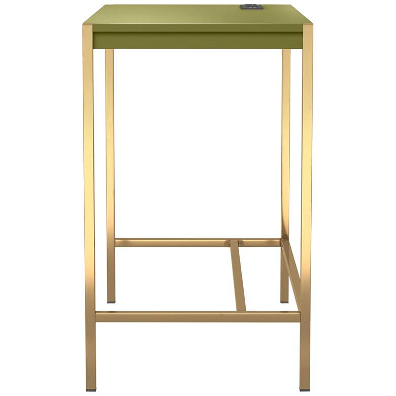 Image 6 Nevinna 30 inch Wide Gold and Olive Writing Desk with USB Port more views